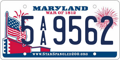 MD license plate 5AA9562