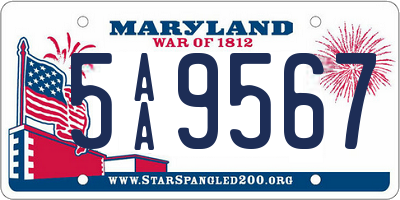 MD license plate 5AA9567