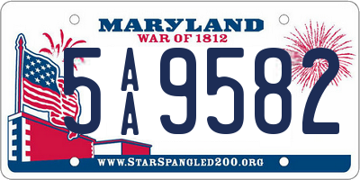 MD license plate 5AA9582