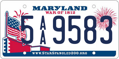 MD license plate 5AA9583