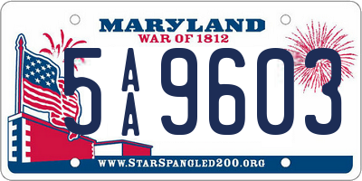 MD license plate 5AA9603