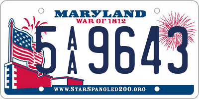 MD license plate 5AA9643