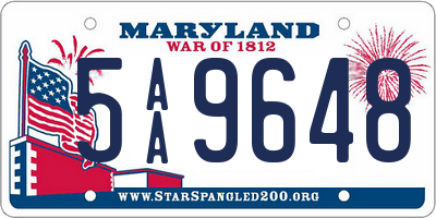 MD license plate 5AA9648