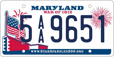 MD license plate 5AA9651