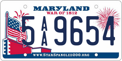 MD license plate 5AA9654