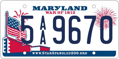 MD license plate 5AA9670