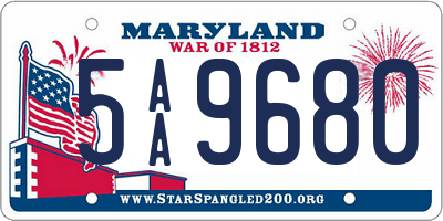 MD license plate 5AA9680