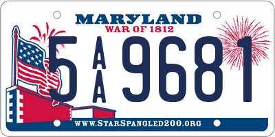 MD license plate 5AA9681