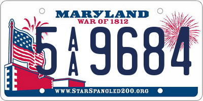 MD license plate 5AA9684