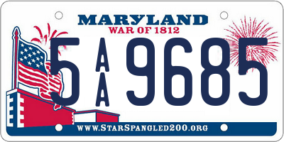 MD license plate 5AA9685