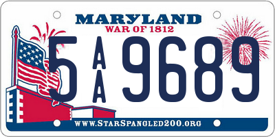 MD license plate 5AA9689