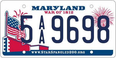 MD license plate 5AA9698