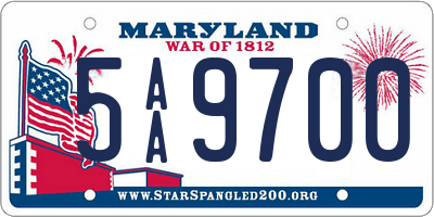 MD license plate 5AA9700