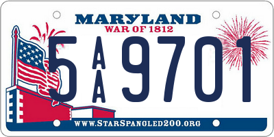 MD license plate 5AA9701