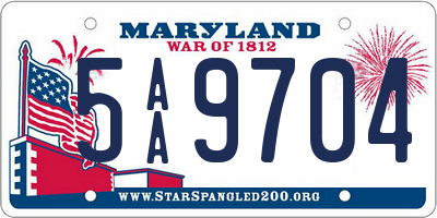 MD license plate 5AA9704