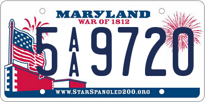 MD license plate 5AA9720