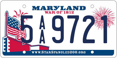 MD license plate 5AA9721