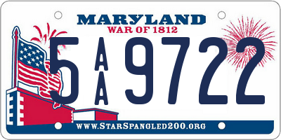 MD license plate 5AA9722