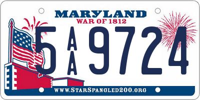 MD license plate 5AA9724