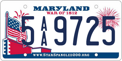 MD license plate 5AA9725