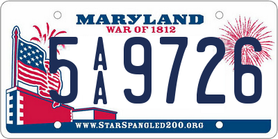 MD license plate 5AA9726