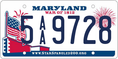 MD license plate 5AA9728