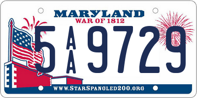 MD license plate 5AA9729