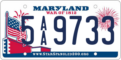 MD license plate 5AA9733