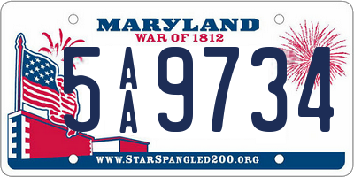 MD license plate 5AA9734