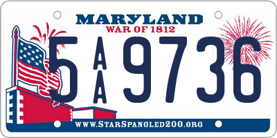 MD license plate 5AA9736