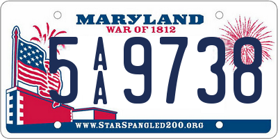 MD license plate 5AA9738