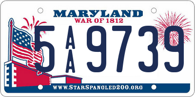 MD license plate 5AA9739