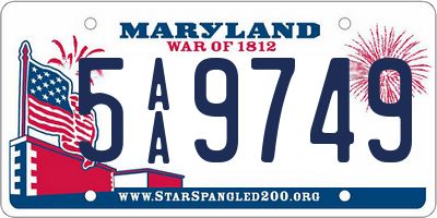 MD license plate 5AA9749