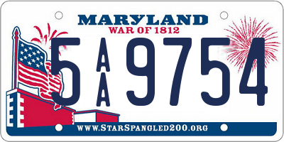 MD license plate 5AA9754