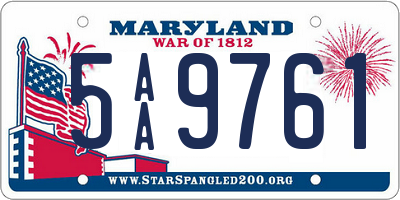 MD license plate 5AA9761