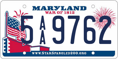 MD license plate 5AA9762