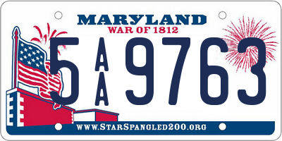 MD license plate 5AA9763