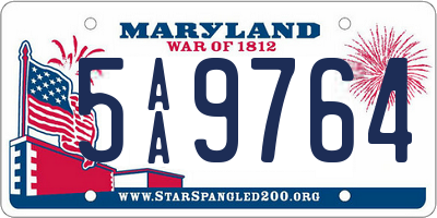 MD license plate 5AA9764