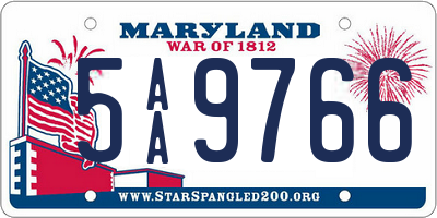 MD license plate 5AA9766