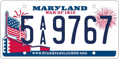 MD license plate 5AA9767