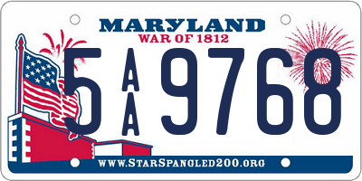 MD license plate 5AA9768