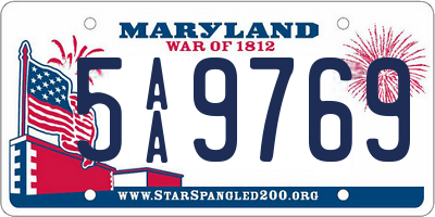 MD license plate 5AA9769