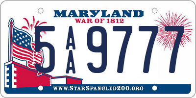 MD license plate 5AA9777