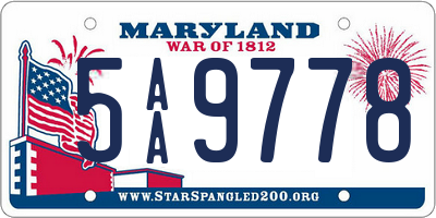 MD license plate 5AA9778