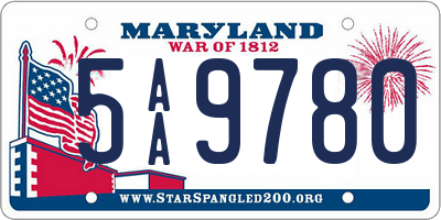 MD license plate 5AA9780