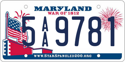 MD license plate 5AA9781