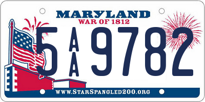 MD license plate 5AA9782