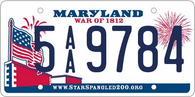 MD license plate 5AA9784