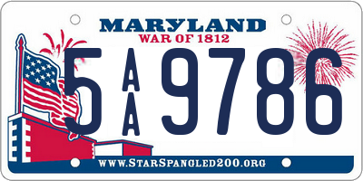 MD license plate 5AA9786