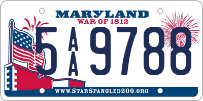 MD license plate 5AA9788